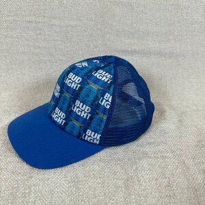 Bud Light Trucker Hat Beer Logo Snapback Mesh Baseball Cap Blue